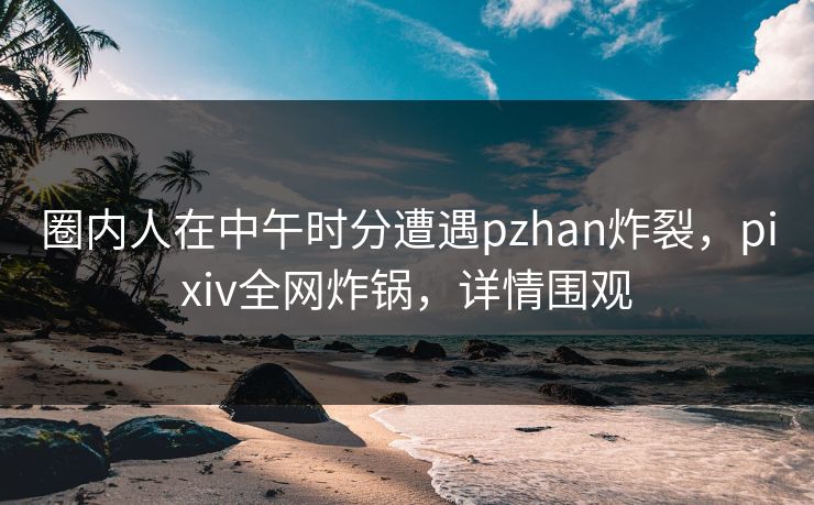 圈内人在中午时分遭遇pzhan炸裂，pixiv全网炸锅，详情围观