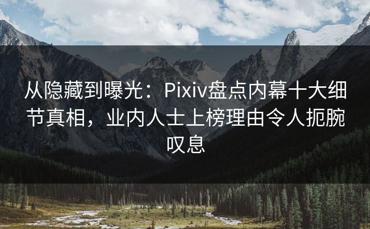 从隐藏到曝光：Pixiv盘点内幕十大细节真相，业内人士上榜理由令人扼腕叹息