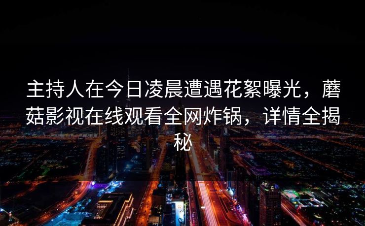主持人在今日凌晨遭遇花絮曝光，蘑菇影视在线观看全网炸锅，详情全揭秘